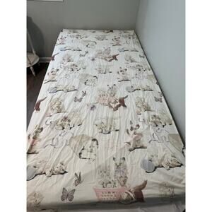 VTG Sears Kittens Playing Butterflies Sheet Set Twin Size Cottage Core Read